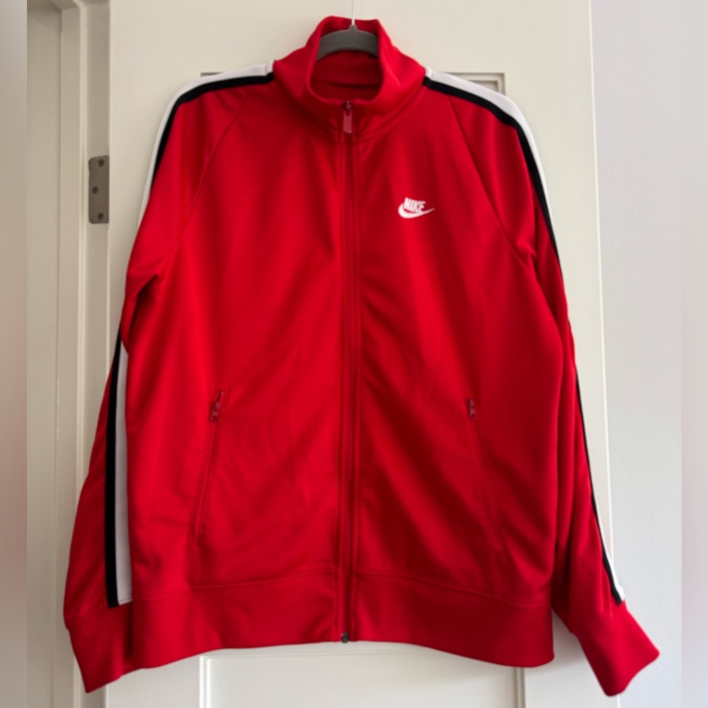 Nike Red and White Track Jacket